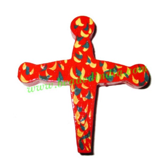 Picture of Handmade wooden cross (christian) pendants, size : 54x51x7mm