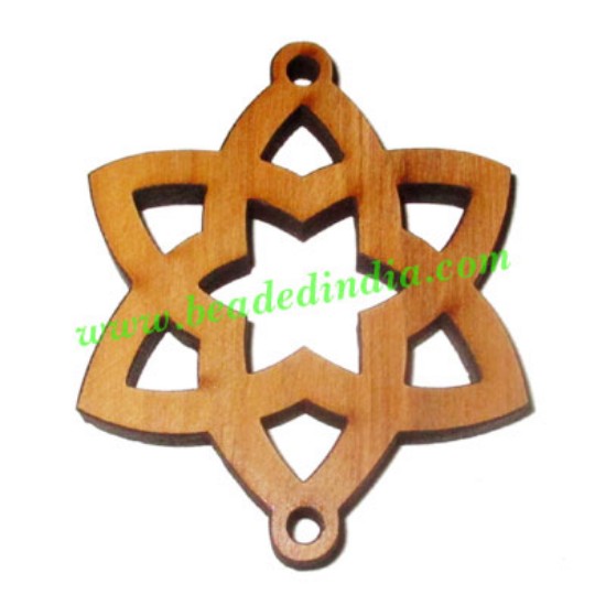 Picture of Handmade wooden star pendants, size : 49x45x4mm