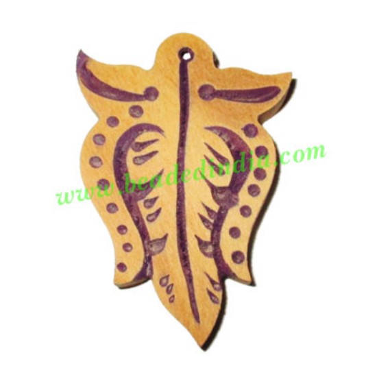 Picture of Handmade wooden fancy pendants, size : 48x33x5mm