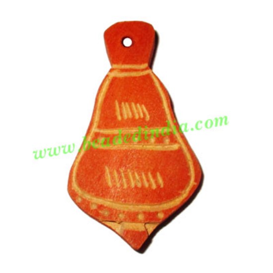 Picture of Handmade wooden fancy pendants, size : 47x26x6mm