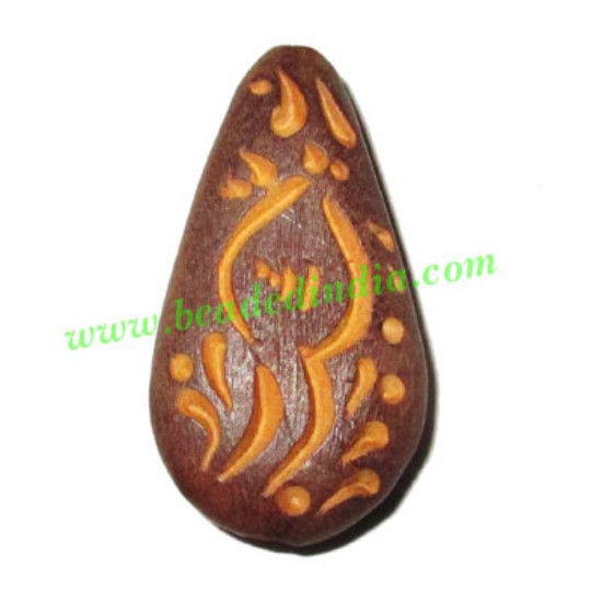 Picture of Handmade wooden fancy pendants, size : 32x18x7mm