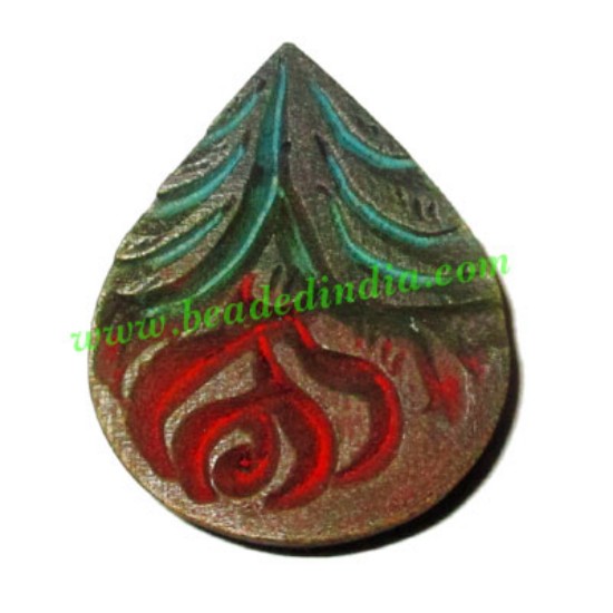 Picture of Handmade wooden fancy pendants, size : 36x29x7mm