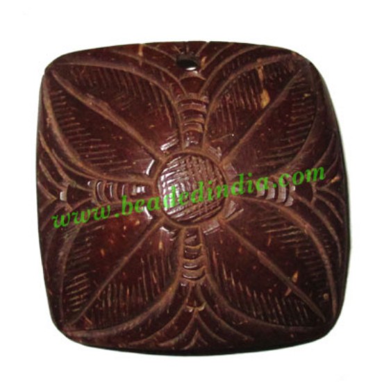 Picture of Handmade coconut shell wood pendants, size : 51x3mm