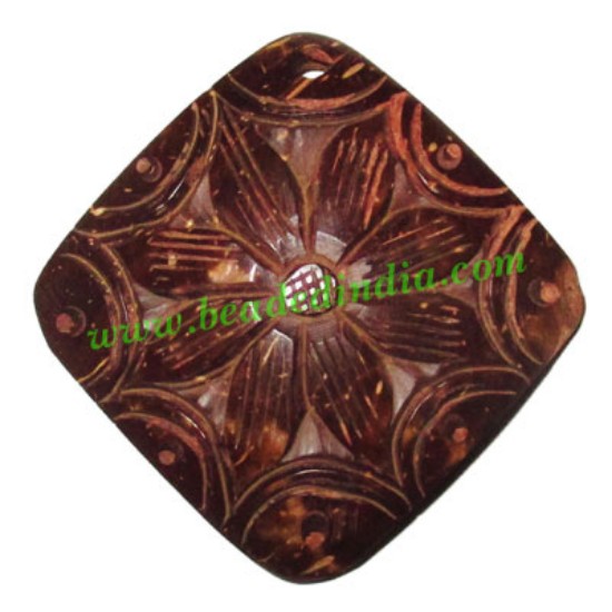 Picture of Handmade coconut shell wood pendants, size : 41x3mm