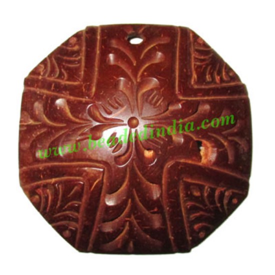 Picture of Handmade coconut shell wood pendants, size : 51x3mm