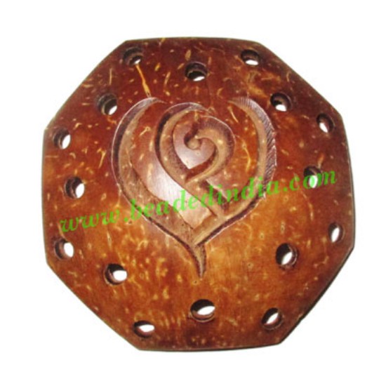 Picture of Handmade coconut shell wood pendants, size : 51x3mm