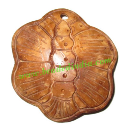 Picture of Handmade coconut shell wood pendants, size : 54x52x3mm