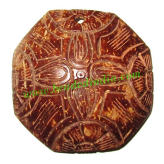 Picture of Handmade coconut shell wood pendants, size : 52x3mm