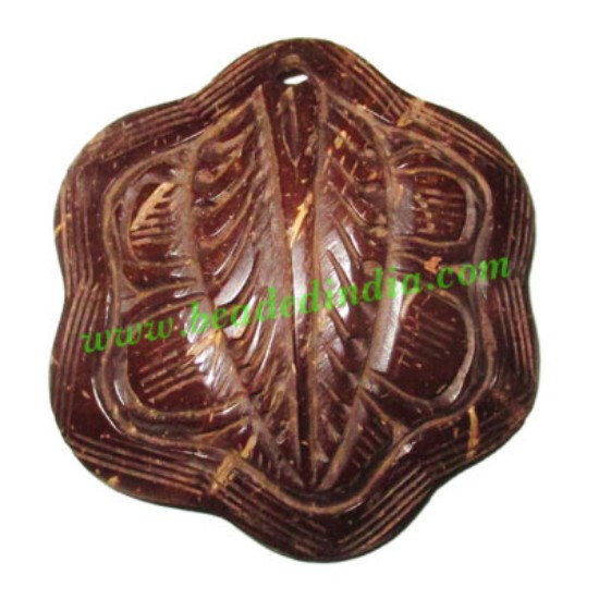 Picture of Handmade coconut shell wood pendants, size : 53x3mm