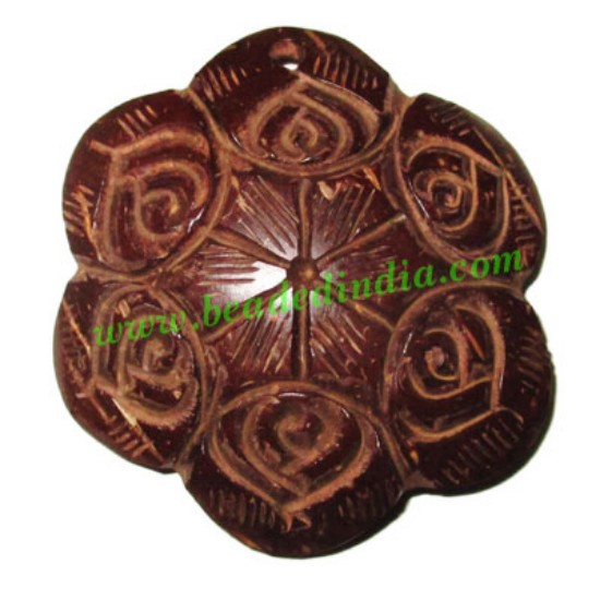 Picture of Handmade coconut shell wood pendants, size : 53x3mm