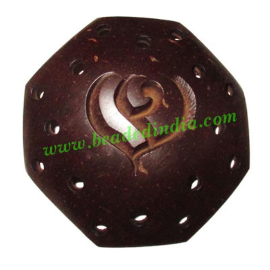 Picture of Handmade coconut shell wood pendants, size : 53x3mm