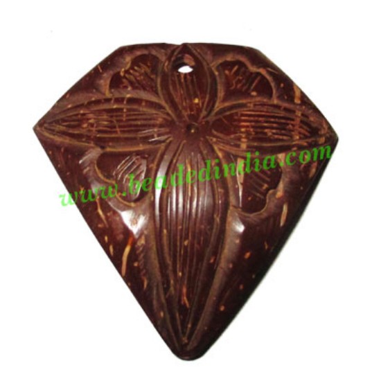 Picture of Handmade coconut shell wood pendants, size : 52x3mm