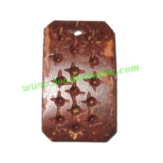 Picture of Handmade coconut shell wood pendants, size : 25x15x3mm