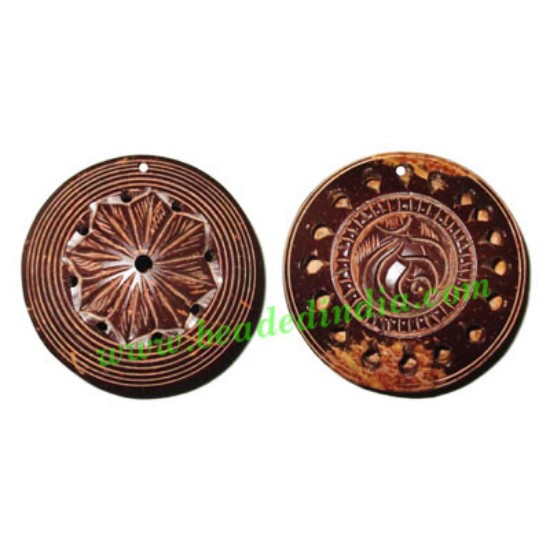 Picture of Handmade coconut shell wood pendants, size : 54x18mm