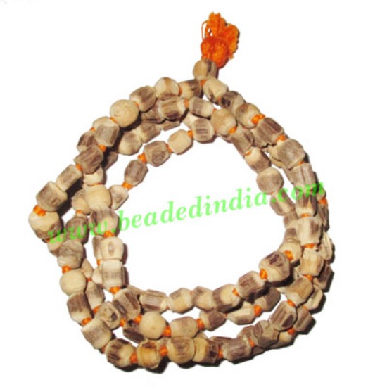 Picture of Tulsi beads mala, holy basil, auspicious wood beads-seeds string (mala of 108+1 beads), size: 7x9mm, pack of 1 string.