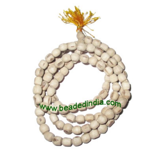 Picture of Tulsi beads mala, holy basil, auspicious wood beads-seeds string (mala of 108+1 beads), size: 6mm semi fine, pack of 1 string.