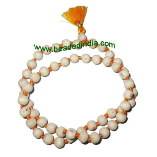 Picture of Tulsi beads mala, holy basil, auspicious wood beads-seeds string (mala of 54+1 beads), size: 6mm fine, pack of 1 string.