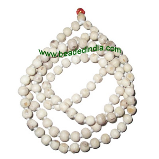 Picture of Tulsi beads mala, holy basil, auspicious wood beads-seeds string (mala of 54+1 beads), size: 7mm fine, pack of 1 string.