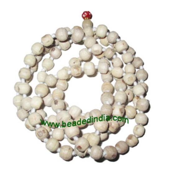 Picture of Tulsi beads mala, holy basil, auspicious wood beads-seeds string (mala of 108+1 beads), size: 8mm fine, pack of 1 string.