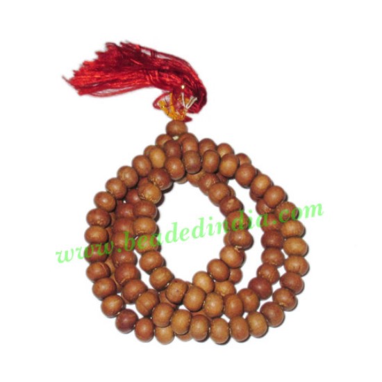 Picture of White Sandal Wood Beads, Auspicious Wood Beads-Seeds String (mala of 108+1 beads), size: 6mm, pack of 1 string.