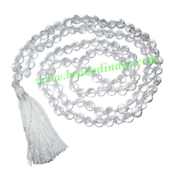 Picture of Crystal sphatik plain shape 9mm round 108+1 beads mala