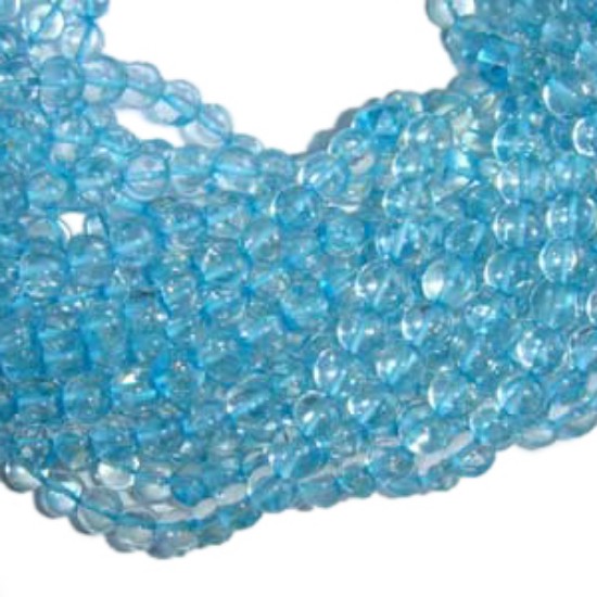 Picture of Blue Topaz 4mm round prayer beads mala of 108 beads