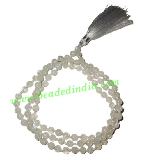 Picture of Rainbow Moonstone 4mm round prayer beads mala of 108 beads