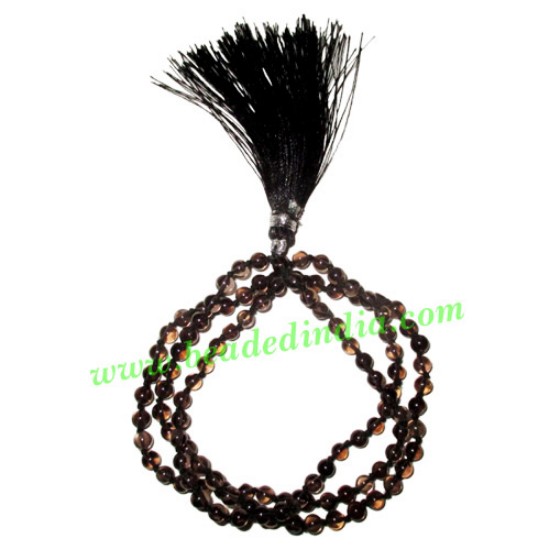 Picture of Smocky Quartz 4mm round prayer beads mala of 108 beads