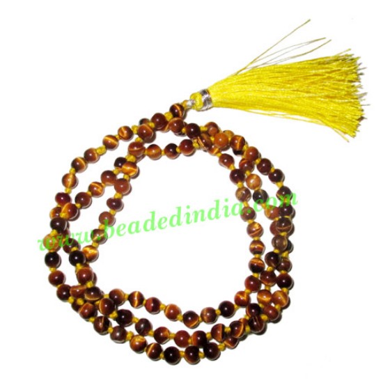 Picture of Tiger Eye 4mm round prayer beads mala of 108 beads