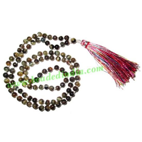 Picture of Tiger Eye Black 4mm round prayer beads mala of 108 beads