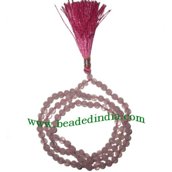 Picture of Rose Quartz 5mm round prayer beads mala of 108 beads