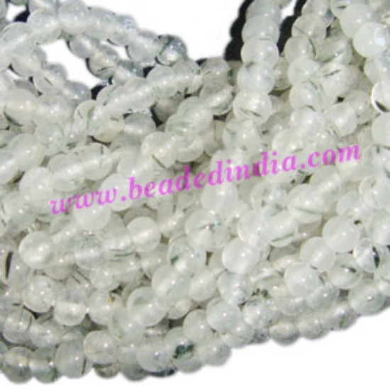 Picture of Rutilated Quartz 4mm round semi precious gemstone beads.