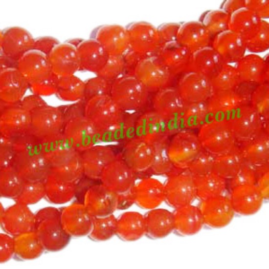 Picture of Carnelian 6mm round semi precious gemstone beads.