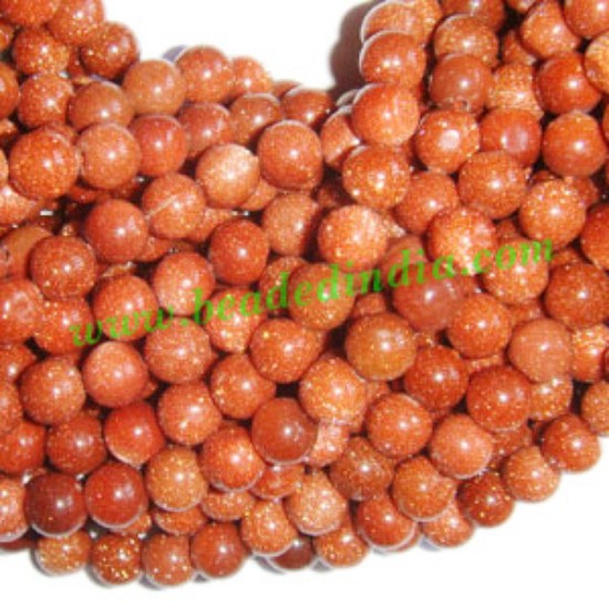 Picture of Goldstone 6mm round semi precious gemstone beads.