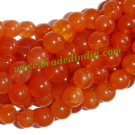 Picture of Carnelian 8mm round semi precious gemstone beads.