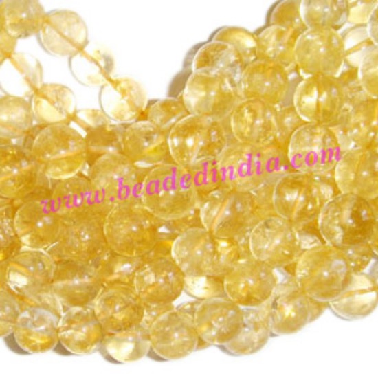 Picture of Citrine 8mm round semi precious gemstone beads.