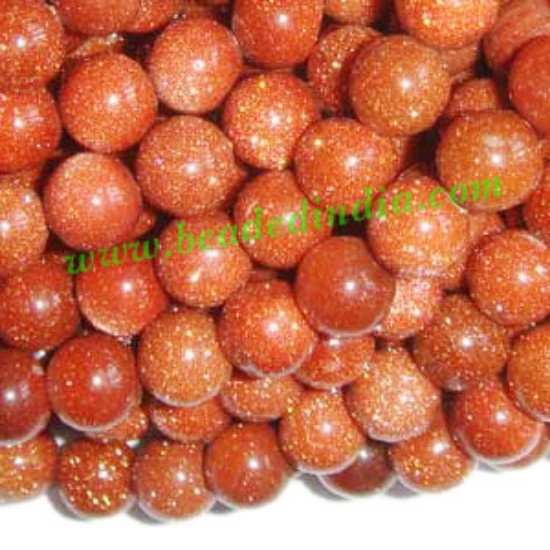 Picture of Goldstone 8mm round semi precious gemstone beads.