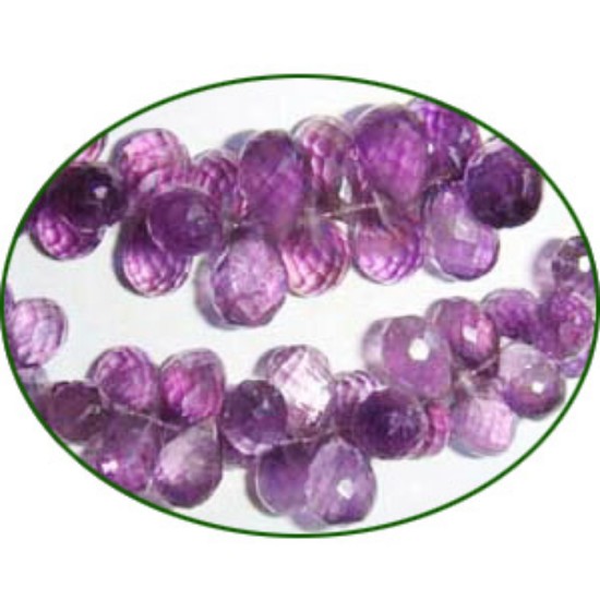 Picture of Fine Quality Amethyst Faceted  Drops, size: 8mm to 10mm