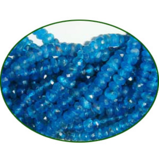 Picture of Fine Quality Blue Apatite Faceted Roundel, size: 3x5mm to 4x6mm