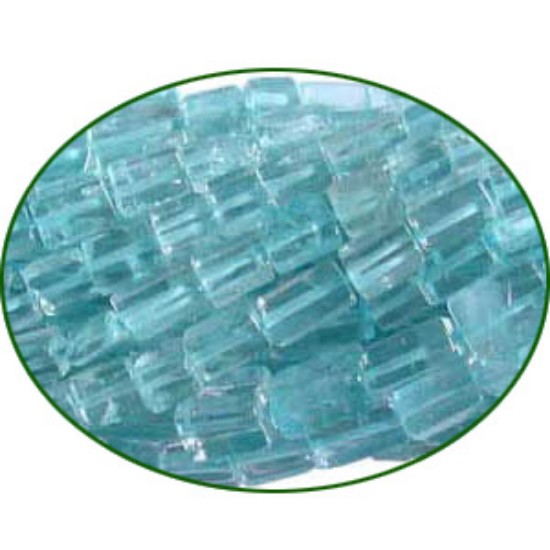 Picture of Fine Quality Aquamarine Dyed Plain Brick, size: 3x4mm to 4x6mm