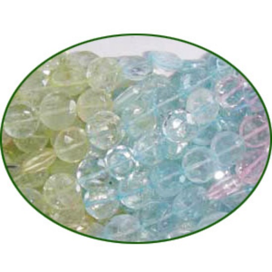 Picture of Fine Quality Aquamarine Multi Machine Cut Coin, size: 7mm to 8mm