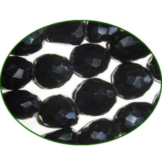 Picture of Fine Quality Black Onyx Faceted Tumble, size: 20mm to 25mm