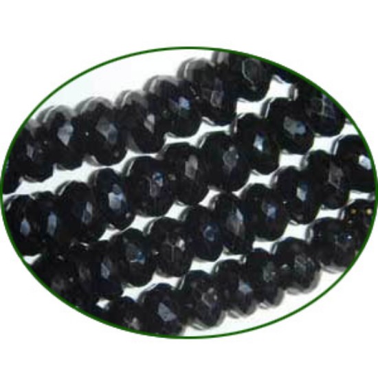 Picture of Fine Quality Black Onyx Faceted Roundel, size: 8mm