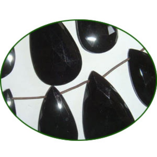 Picture of Fine Quality Black Onyx Large Faceted Pears, size: 15x25mm to 24x45mm