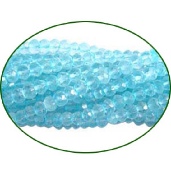 Picture of Fine Quality Blue Topaz Dyed Faceted Roundel, size: 3mm to 3.5mm