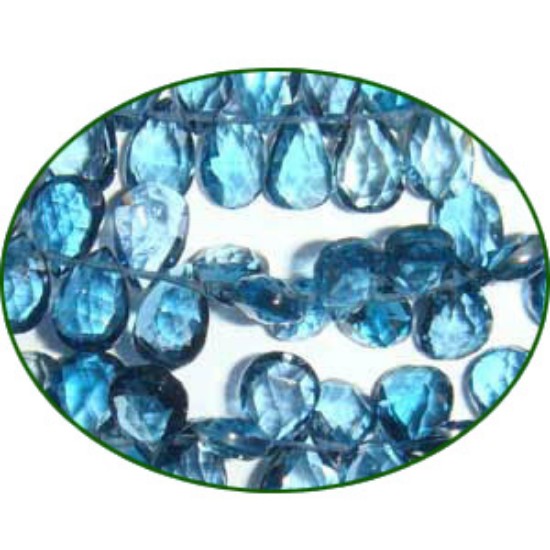 Picture of Fine Quality London Blue Topaz Briolette Faceted Pears, size: 5x7mm to 5x8mm