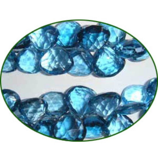 Picture of Fine Quality London Blue Topaz Briolette Faceted Heart, size: 8mm to 12mm