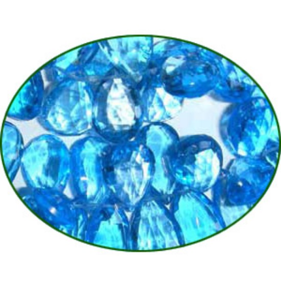 Picture of Fine Quality Swiss Blue Topaz Briolette Faceted Pears, size: 9x12mm to 9x14mm