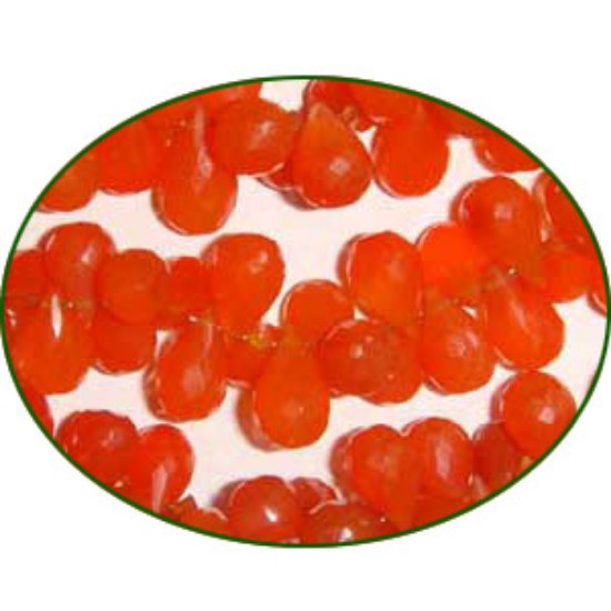 Picture of Fine Quality Carnelian Faceted  Drops, size: 7mm to 9mm