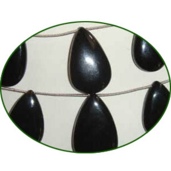 Picture of Fine Quality Chalcedony Black Plain Pears, size: 13x18mm to 16x26mm